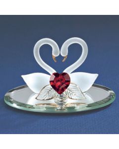 Swan Pair with Red Crystal