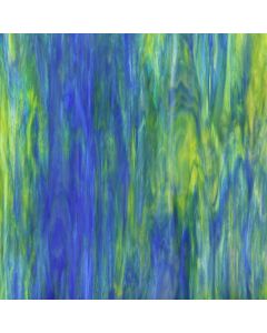Wissmach Light Opal with Blue, Green and Yellow Streaks Wispy Glass