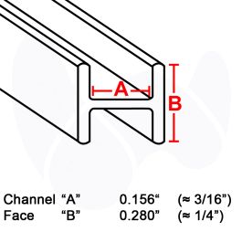 Flat H Lead Came, 1/4, 3' strip (FH-48)