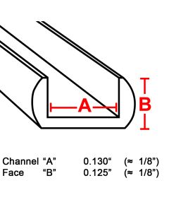 Flat U LeadCame, 1/8", 3' strip (RU-90)