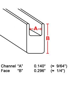 Flat U Zinc Channel, 1/4", 6' strip (ZB-932)