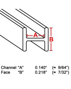 Flat H Zinc Channel, 7/32", 6' strip (ZH-732) Box (22 lb)