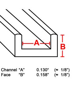 Flat U Brass Channel, 1/8", 6' strip (BU-130)