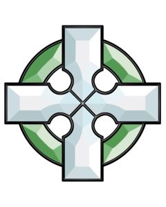 Green & Clear Celtic Cross Bevel Cluster
