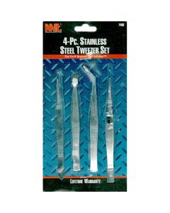 Stainless Steel Tweezers - 4 piece
