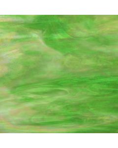 Wissmach Green, White & Clear Wispy Iridized Glass