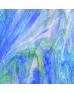 Wissmach Dark Blue, Green, White & Clear Wispy Glass