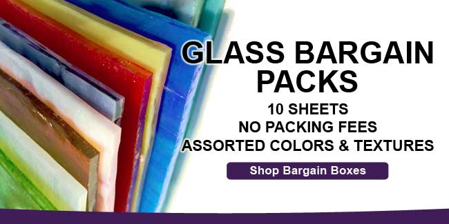 Warner Art Glass Center Glass Bargain Packs | 10 Sheets, No Packing Fees, Assorted Colors and Textures | Shop Bargain Boxes