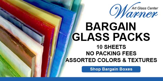 Warner Art Glass Center Glass Bargain Packs | 10 Sheets, No Packing Fees, Assorted Colors and Textures | Shop Bargain Boxes